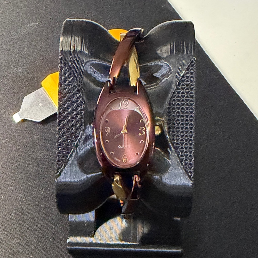 Unbranded Bangle Watch Womens Brown Gold Tone Oval Face Quartz Elegant